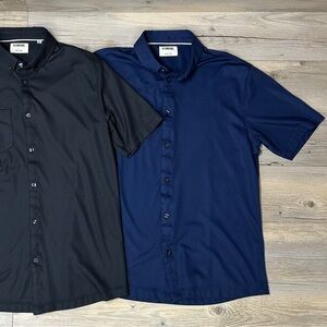 Linksoul Casual Button Shirts Black & Blue Solid Shirts Size Large